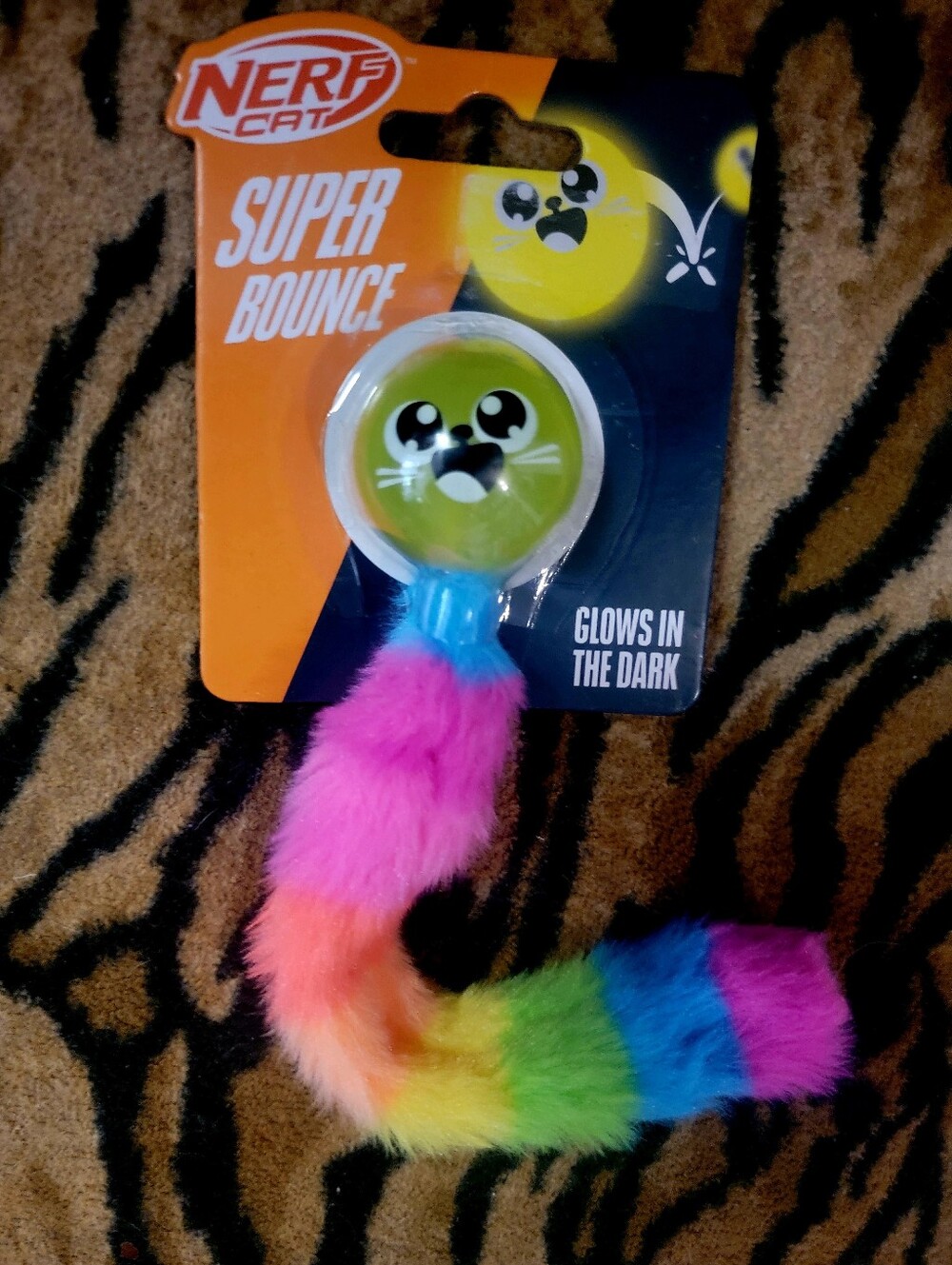 Nerf Cat Toy Ball Glow In Dark Rainbow Super Bounce Ea.